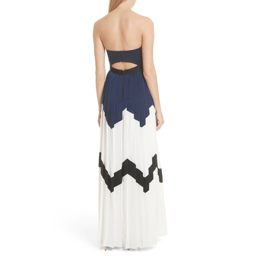SELF PORTRAIT Bandeau Strapless Pleated High-Slit Maxi Dress Gown 8US = 12UK NEW - Picture 3 of 8
